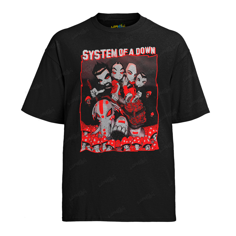 Camiseta Algodão System of Down Cartoon 1