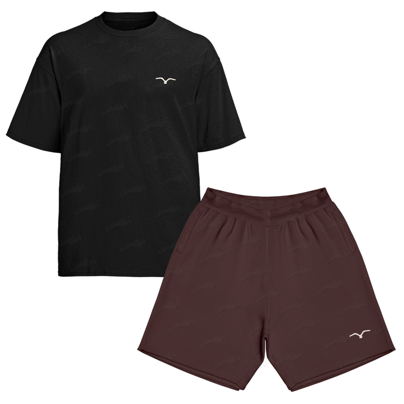 Kit Camiseta e Bermuda Moletom Passaro Minimalista PQ