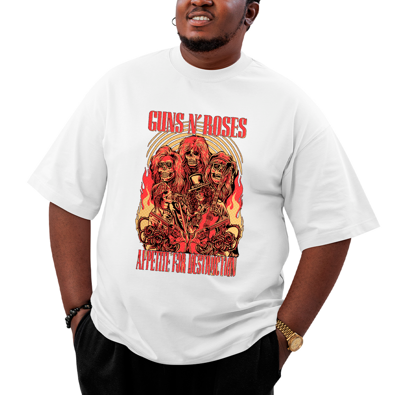 Camiseta Plus Size Roses Banda Appetite Destruction Membros