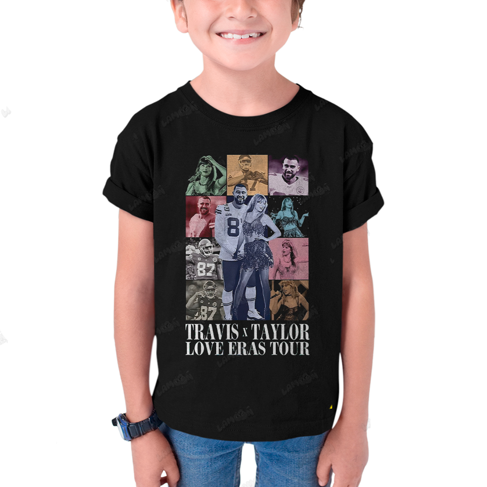 Camiseta Infantil Algodão Travis x Taylor Love Eras Tour