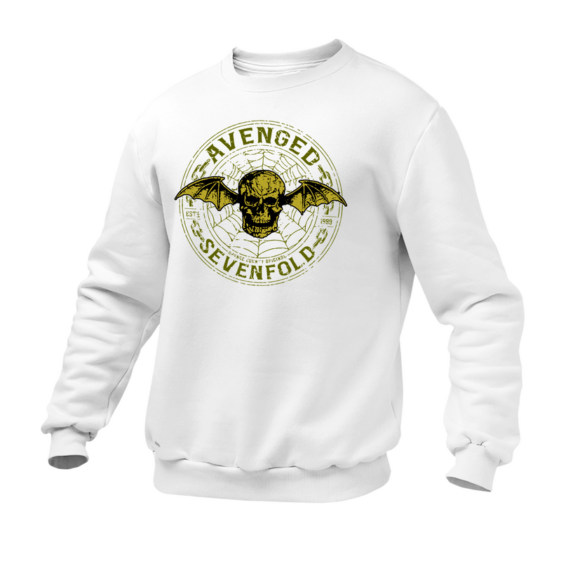 Moletom Gola Redonda Avenged Seven Fold Caveira Logo Dourado