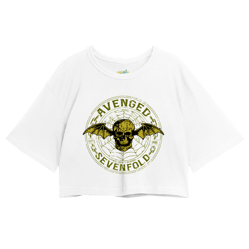 Cropped Oversized Avenged Seven Fold Caveira Logo Dourado
