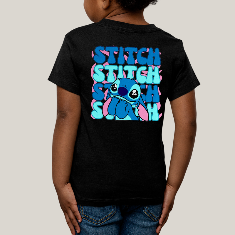 Camiseta Infantil Algodão Unissex T shirt Lilo & Stitch Orelha Caida FC
