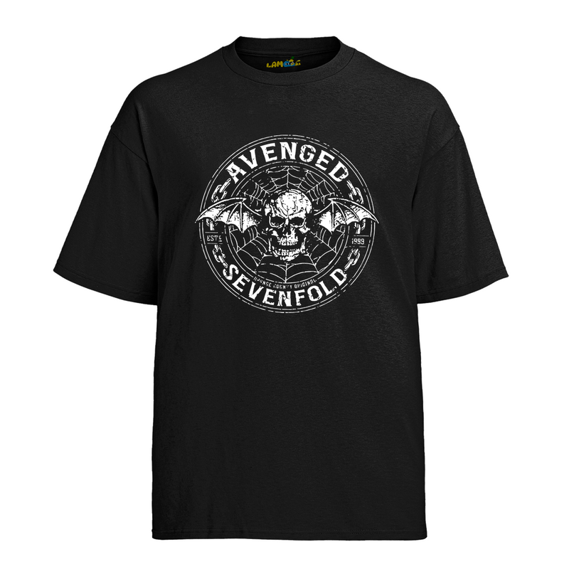 Camiseta Algodão Avenged Seven Fold Caveira Logo Dourado