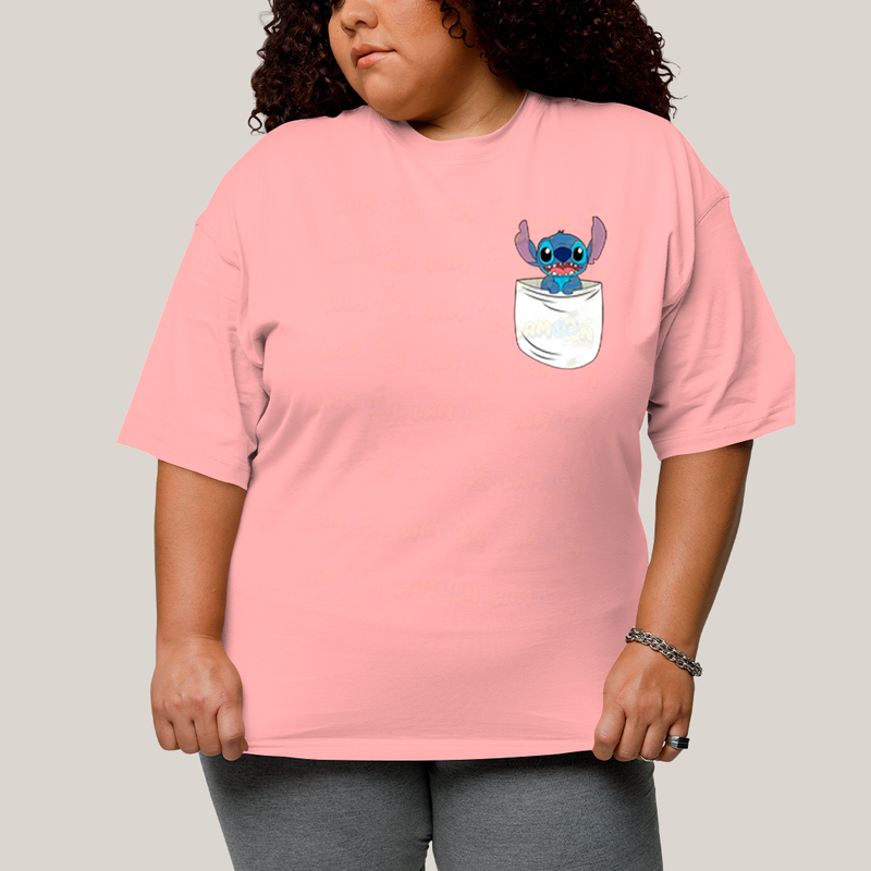 Camiseta Plus Size Algodão Unissex T shirt Lilo & Stitch Orelha Caida FC