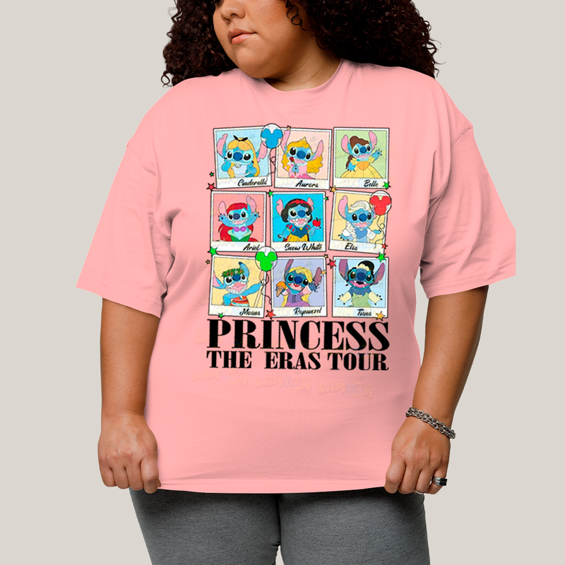 Camiseta Plus Size Algodão Unissex T shirt Lilo & Stitch Princess The Eras Tour FC