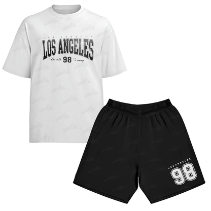 Kit Camiseta e Bermuda Moletom Los Angeles 98