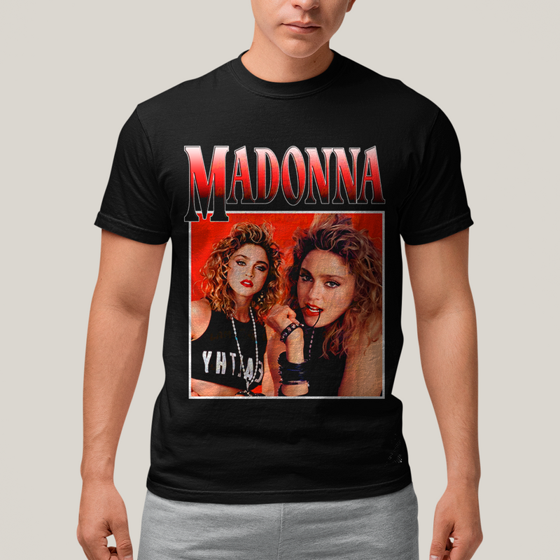 Camiseta Algodão Unissex T shirt Vintage Madonna Vermelho cantora pop