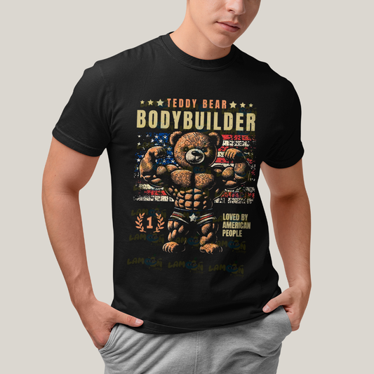 Camiseta Algodão Unissex T shirt Academia Teddy Bear Body Builder