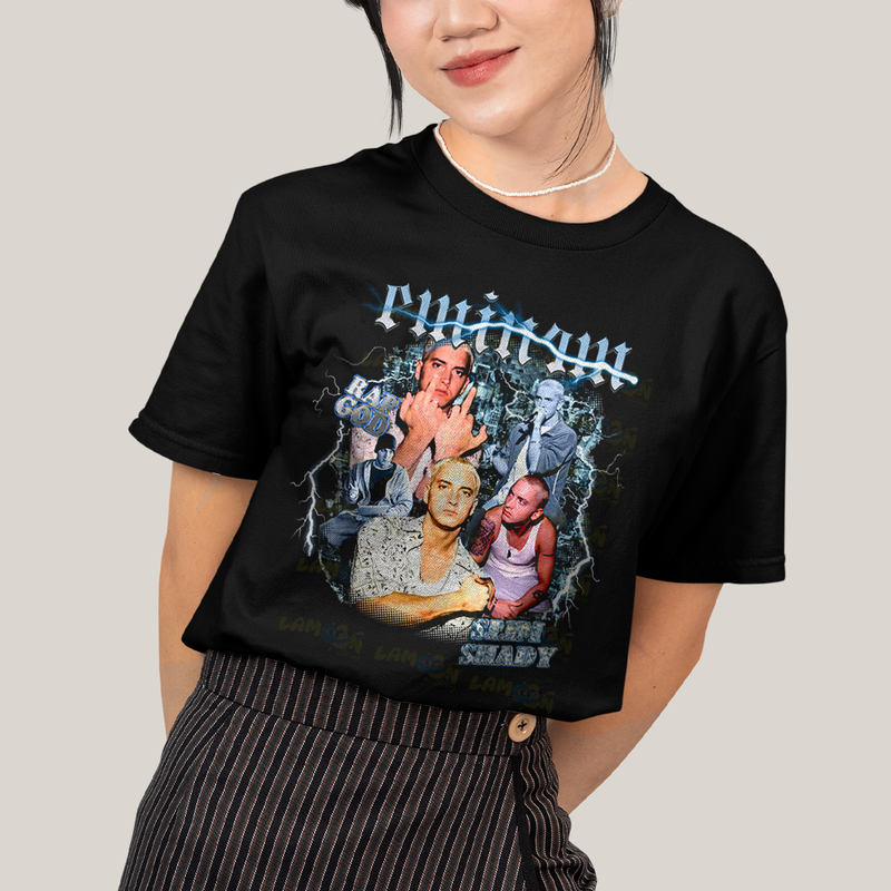 Camiseta Algodão Unissex T shirt Graphic Tee Eminem Slim Shady Rap