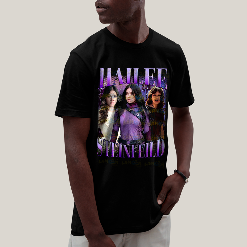 Camiseta Algodão Unissex T shirt - Hailee Steinfield Atriz Roxo Gavião Arqueiro