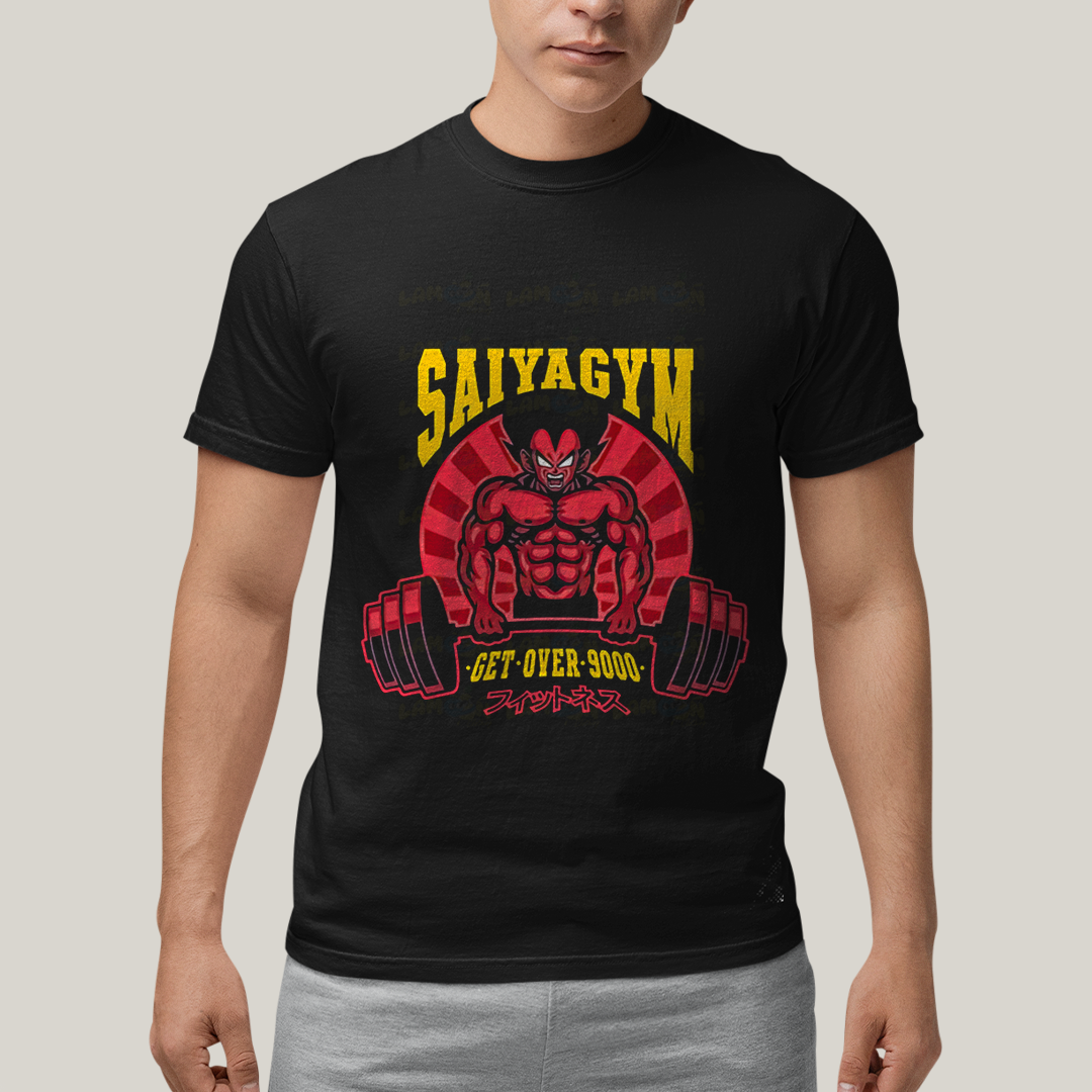 Camiseta Algodão Unissex T shirt - Vegeta Saiyagym Get Over 9000 dragon ball academia