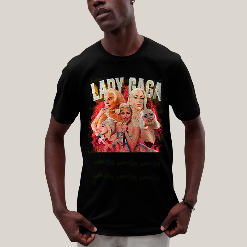 Camiseta Algodão Unissex Tshirt Graphic Tee Lady Gaga Fire