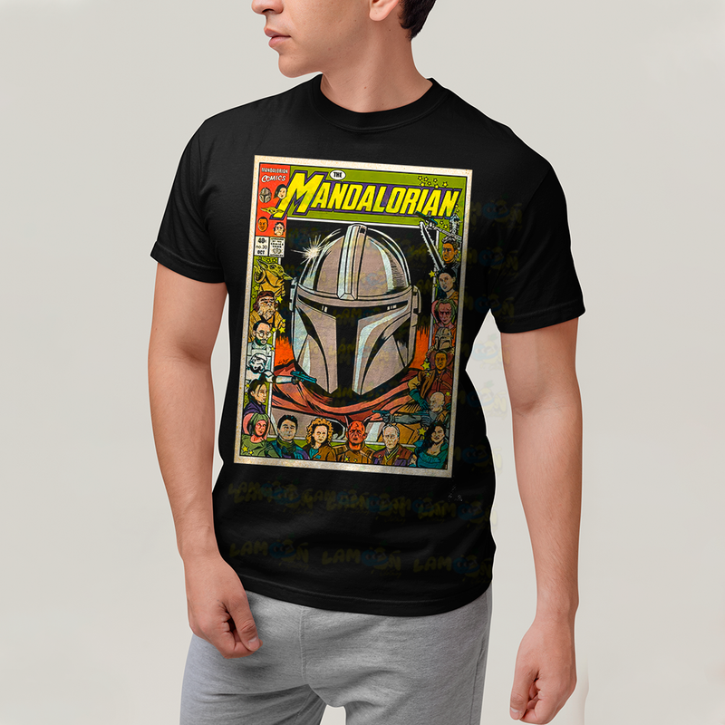 Camiseta Algodão Unissex T shirt -serie the mandalorian O Mandaloriano baby yoda star wars vintage retro