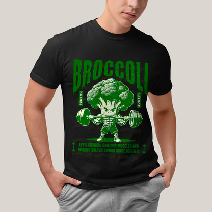 Camiseta Algodão Unissex T shirt - Broccoli Maromba lets crunch Brócolis academia