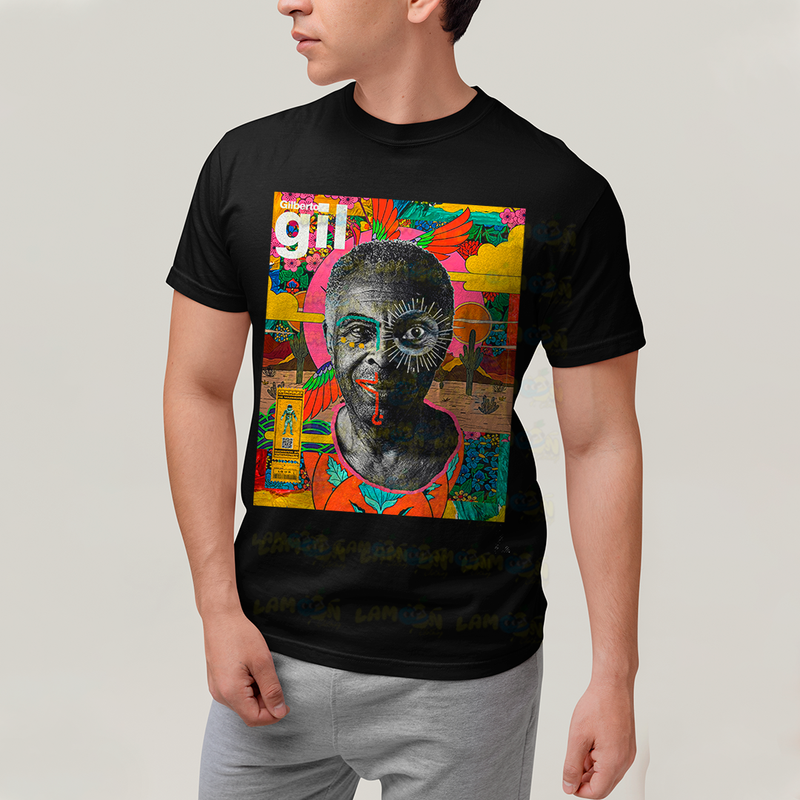 Camiseta Algodão Unissex T shirt - gilberto gil colorido