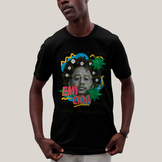 Camiseta Algodão Unissex T shirt - Emicida Rapper colagem