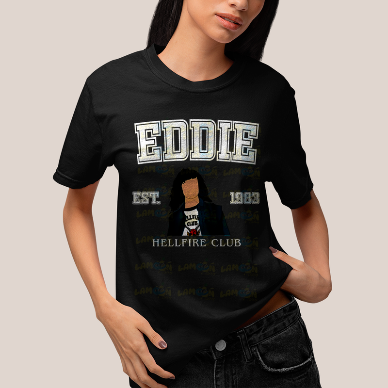 Camiseta Algodão Unissex Tshirt Eddie Munson 1983 Hellfire Club