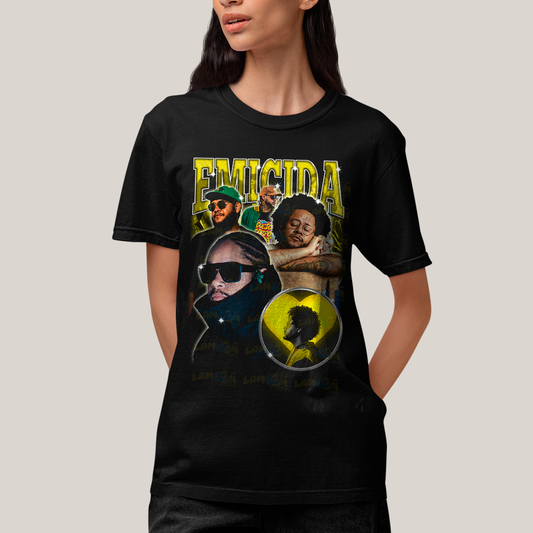 Camiseta Algodão Unissex T shirt - Emicida Amarelo cantor rap hip hop