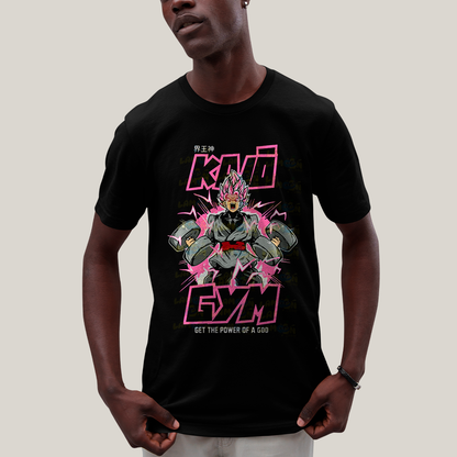 Camiseta Algodão Unissex T shirt Goku Dragon Ball Black Kaio Gym Get the Power of a God