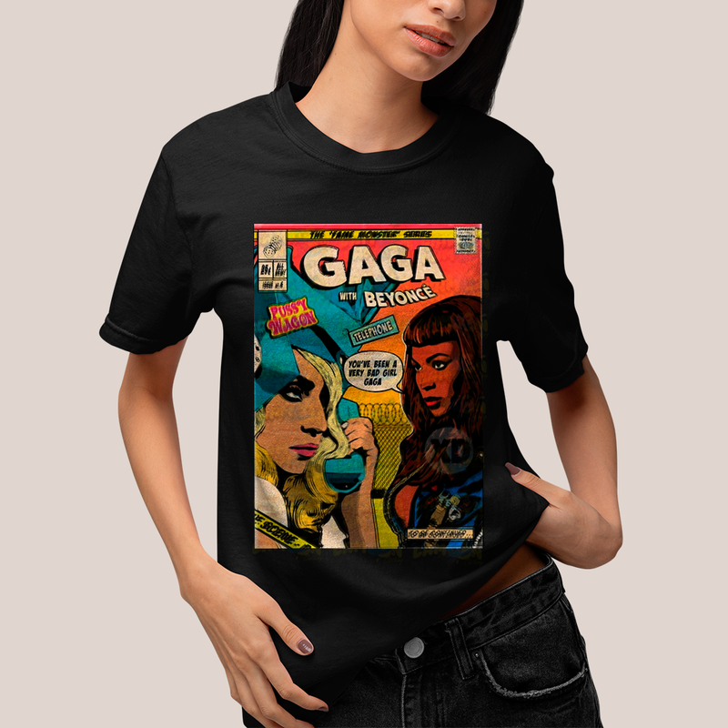 Camiseta Algodão Unissex Tshirt  Lady Gaga Telephone HQ com Beyoncé