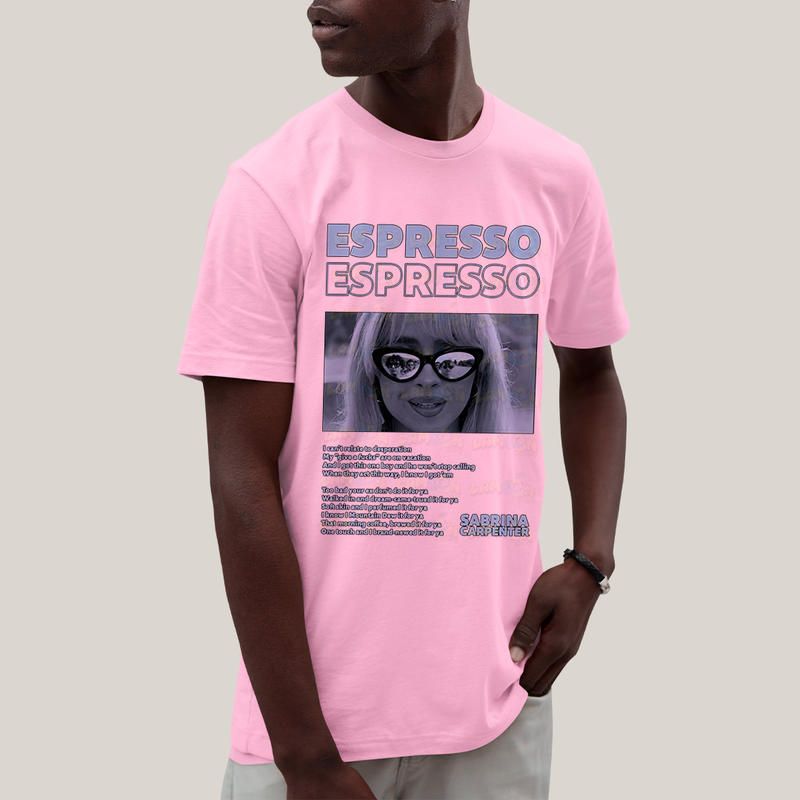 Camiseta Algodão Unissex T shirt Sabrina Carpenter Espresso Azul