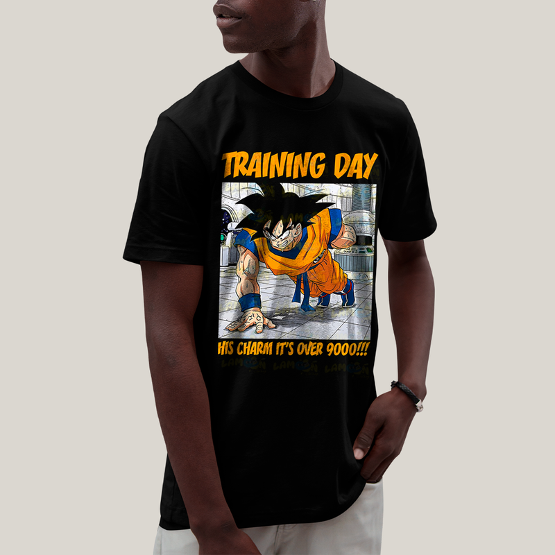 Camiseta Algodão Unissex T shirt - Goku Training Day his charm its over dragon ball