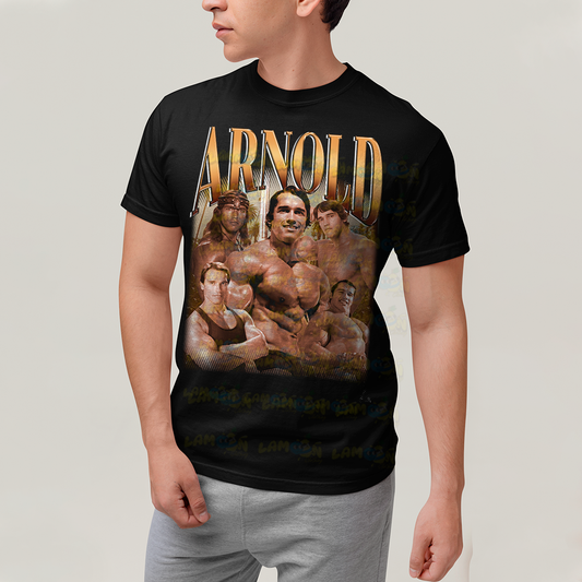 Camiseta Algodão Unissex T shirt- ator Arnold Schwarzenegger Dourado academia musculo