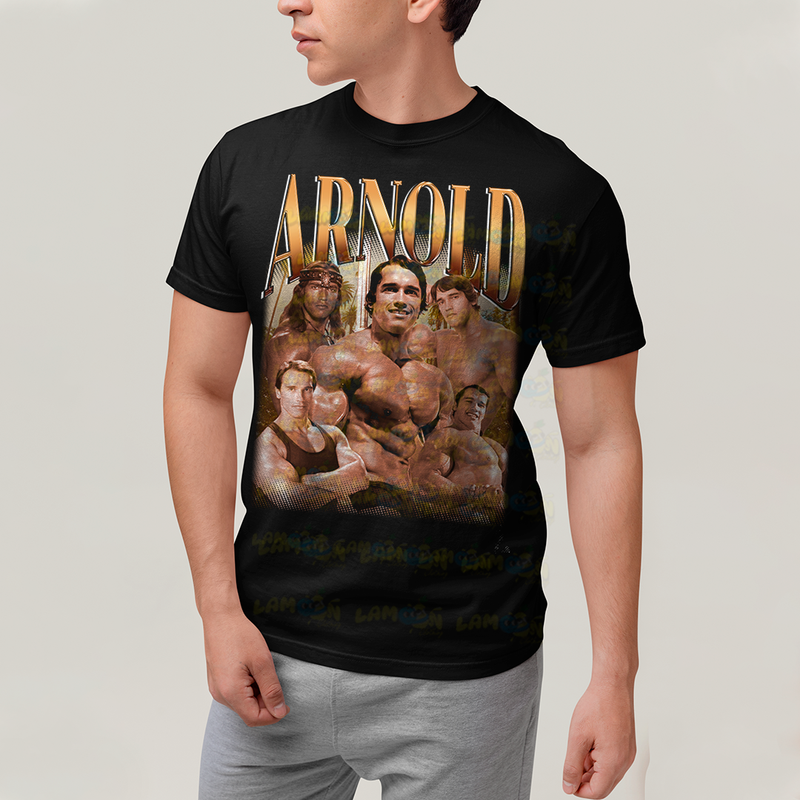 Camiseta Algodão Unissex T shirt- ator Arnold Schwarzenegger Dourado academia musculo