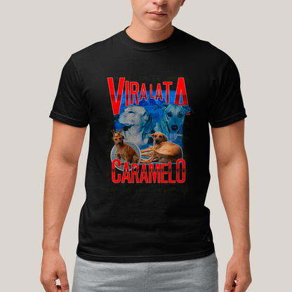 Camiseta Algodão Unissex T shirt Graphic Tee Vira Lata Caramelo Cachorro Rei