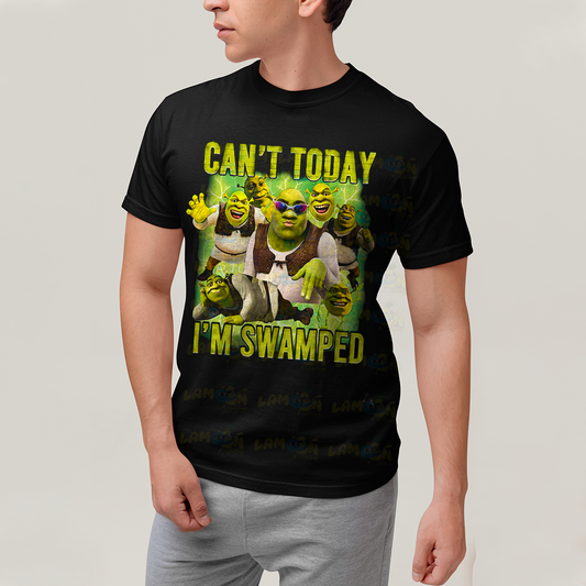 Camiseta Algodão Unissex T shirt Graphic Tee Sherek Meme cant today im swamped
