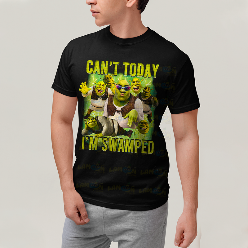 Camiseta Algodão Unissex T shirt Graphic Tee Sherek Meme cant today im swamped