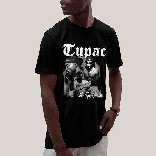 Camiseta Algodão Unissex T shirt -  Tupac All Eyes On Me Black and White