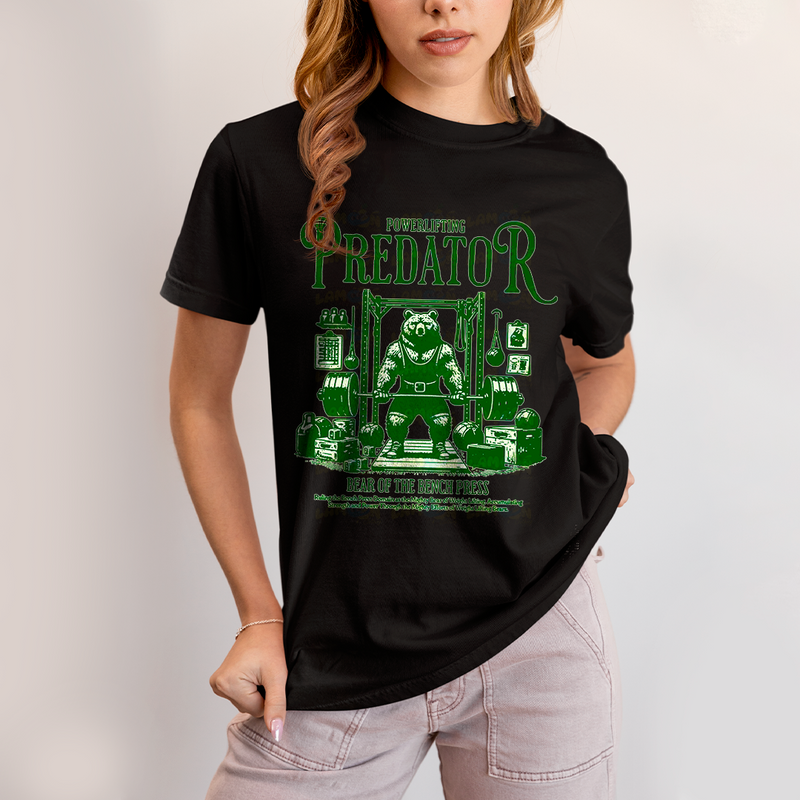 Camiseta Algodão Unissex T shirt Powerlifting Predator Urso Maromba Academia