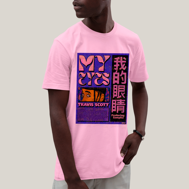 Camiseta Algodão Unissex T shirt GraphicTee Travis Scott My Eyes cantor trap rap