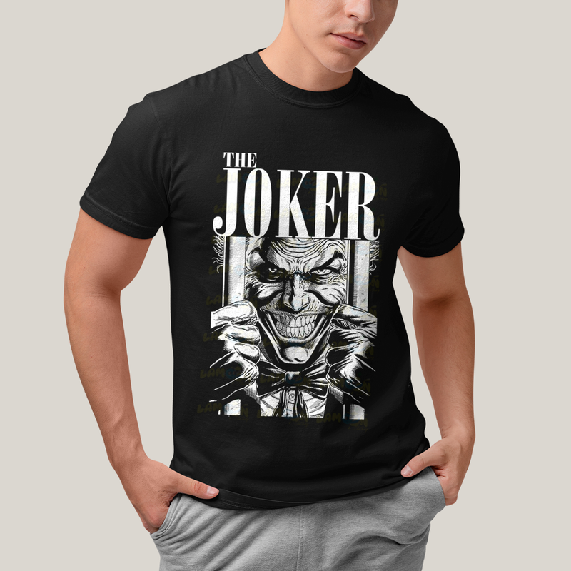 Camiseta Algodão Unissex T shirt- The Joker Coringa preto  branco