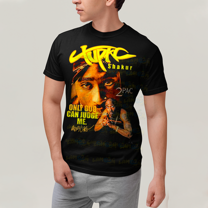 Camiseta Algodão Unissex T shirt Graphic Tee Tupac 2pac Shakur Amarelo