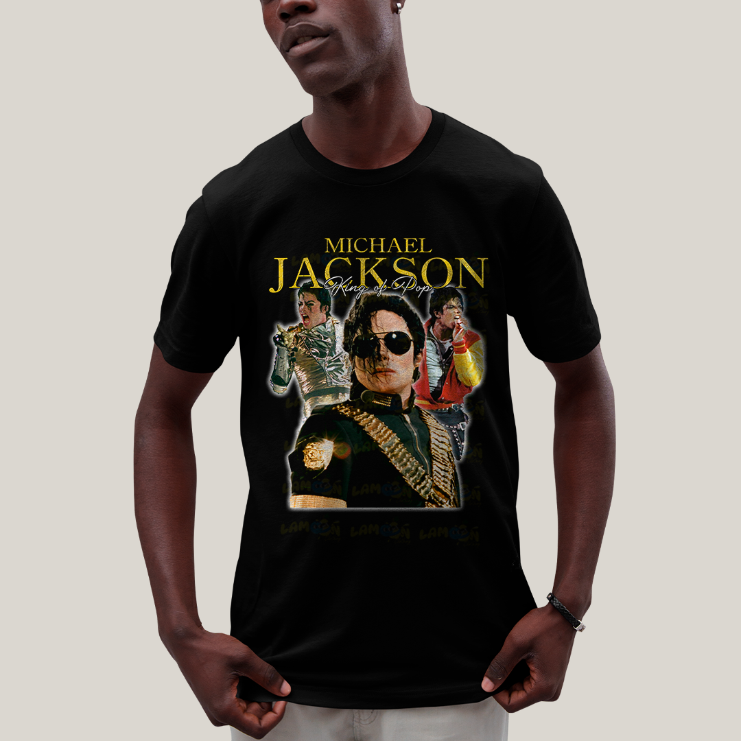 Camiseta Algodão Unissex T shirt Michael Jackson king of pop