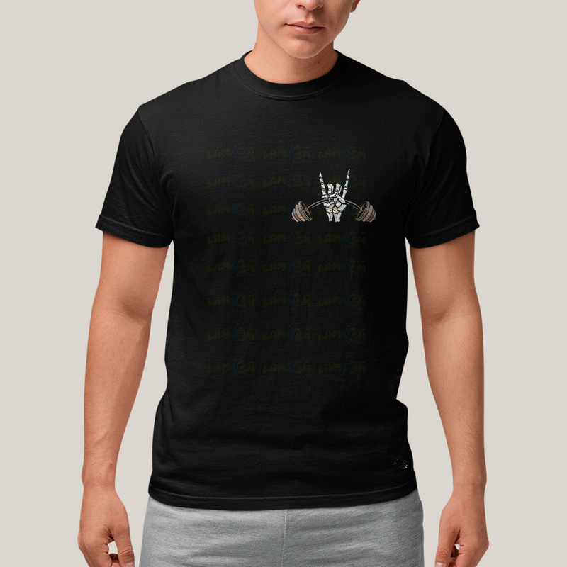 Camiseta Algodão Unissex T shirt Academia Rock in Roll Leg Day - Frente e Costas