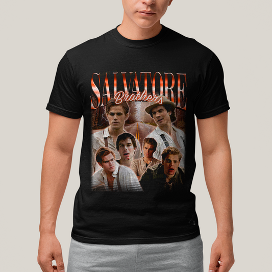 Camiseta Algodão Unissex T shirt -Irmãos Salvatore The Vampire Diaries Diários do Vampiro damon stefan