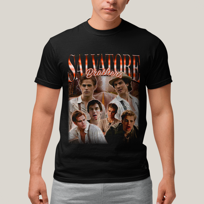 Camiseta Algodão Unissex T shirt -Irmãos Salvatore The Vampire Diaries Diários do Vampiro damon stefan