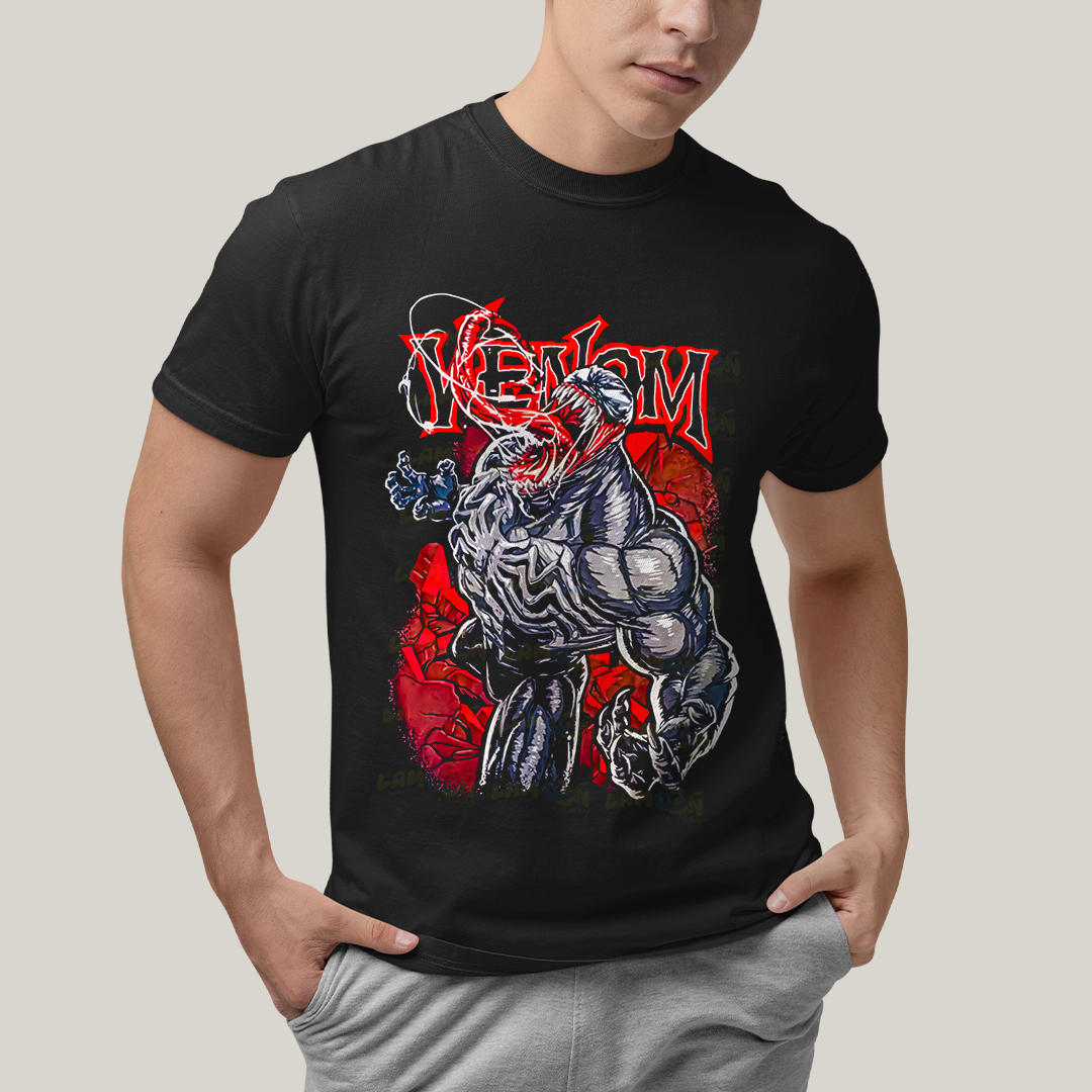 Camiseta Algodão Unissex T shirt Graphic Tee Venom Quadrinhos Marvel Homem Aranha