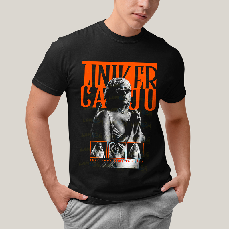 Camiseta Algodão Unissex T shirt - Cantora Liniker Caju Retrô take your time to relax