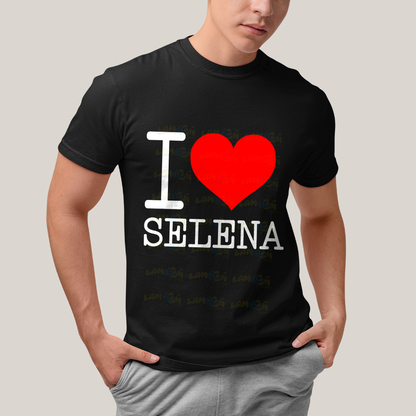 Camiseta Algodão Unissex T shirt - I Love Selena coração