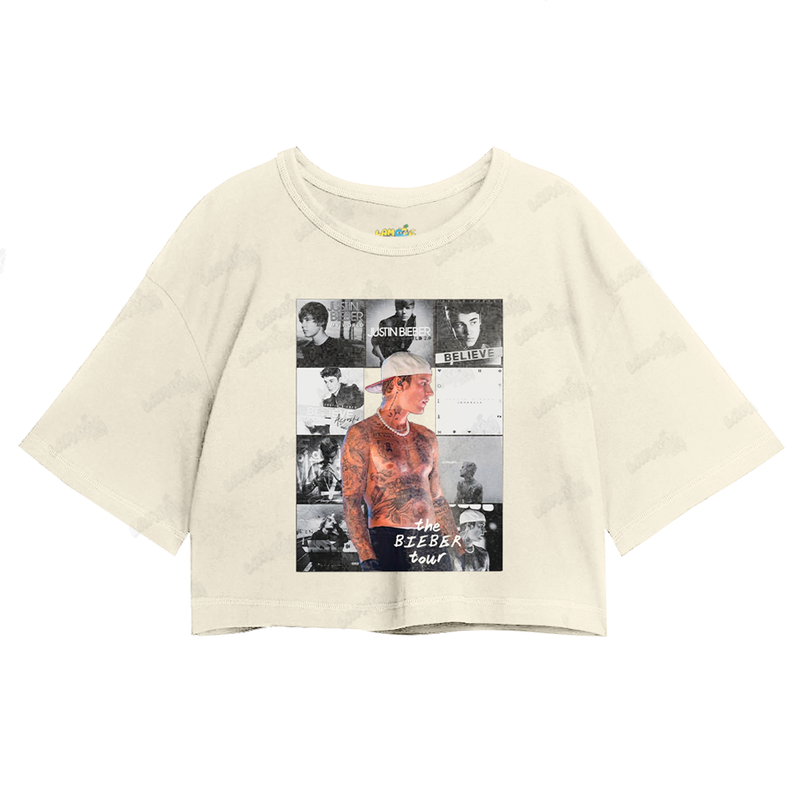 Cropped Oversized Algodão Justin Bieber The Bieber Tour