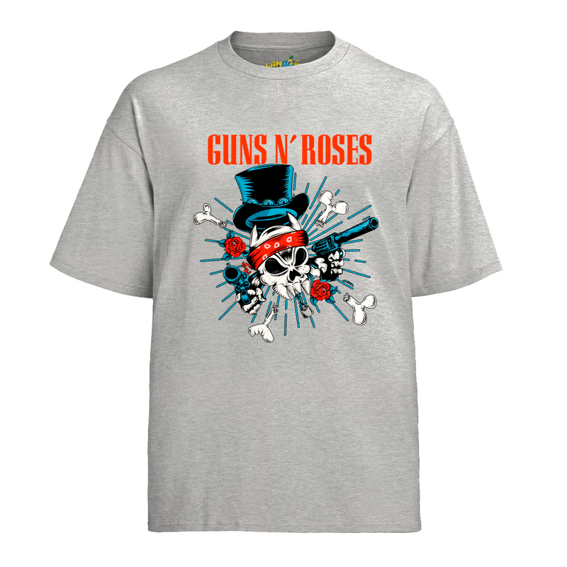 Camiseta Algodão Roses Banda Caveira Gun