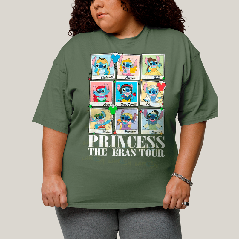 Camiseta Plus Size Algodão Unissex T shirt Lilo & Stitch Princess The Eras Tour FC