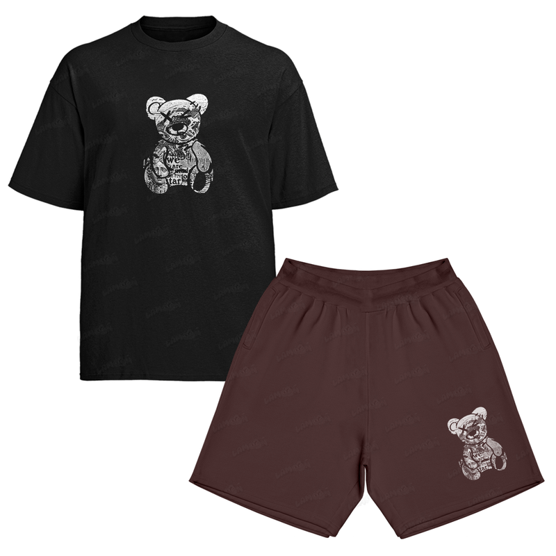 Kit Camiseta e Bermuda Moletom Urso X