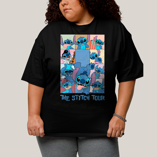 Camiseta Plus Size Algodão Unissex T shirt Lilo & Stitch The Stitch Tour
