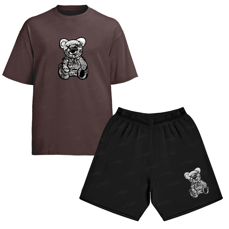 Kit Camiseta e Bermuda Tactel Urso X